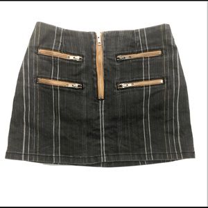 Urban Outfitters Skirt Denim Striped Zippers Pockets Grey Mustard Yellow Y2K